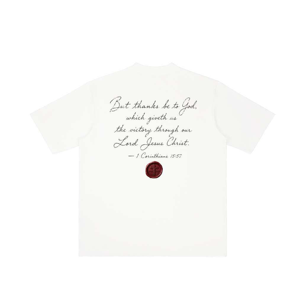 "VICTORY" 1 Corinthians 15:57 Drop Shoulder T-shirt