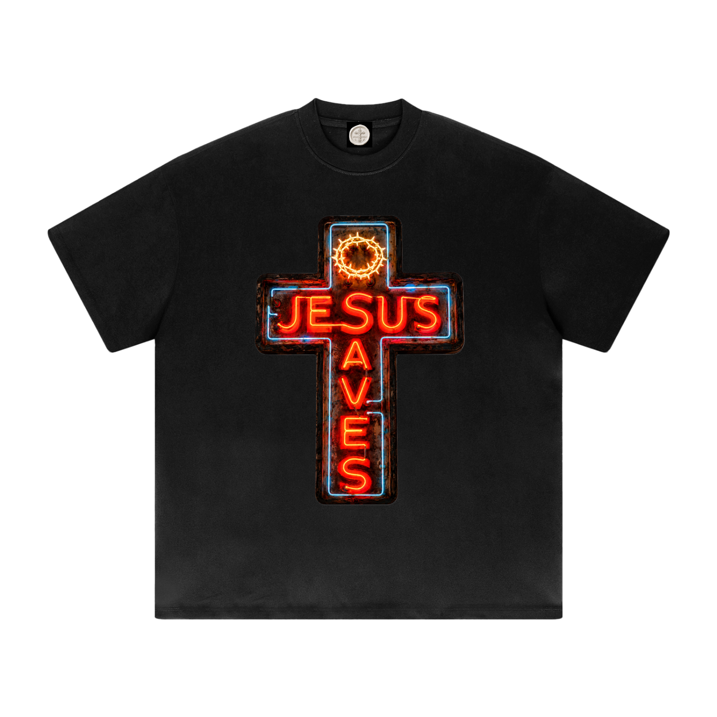 "JESUS SAVES" (Matthew 1:21) Heavyweight Drop Shoulder T-Shirt