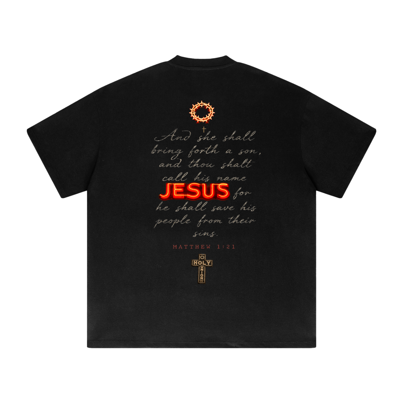 "JESUS SAVES" (Matthew 1:21) Heavyweight Drop Shoulder T-Shirt