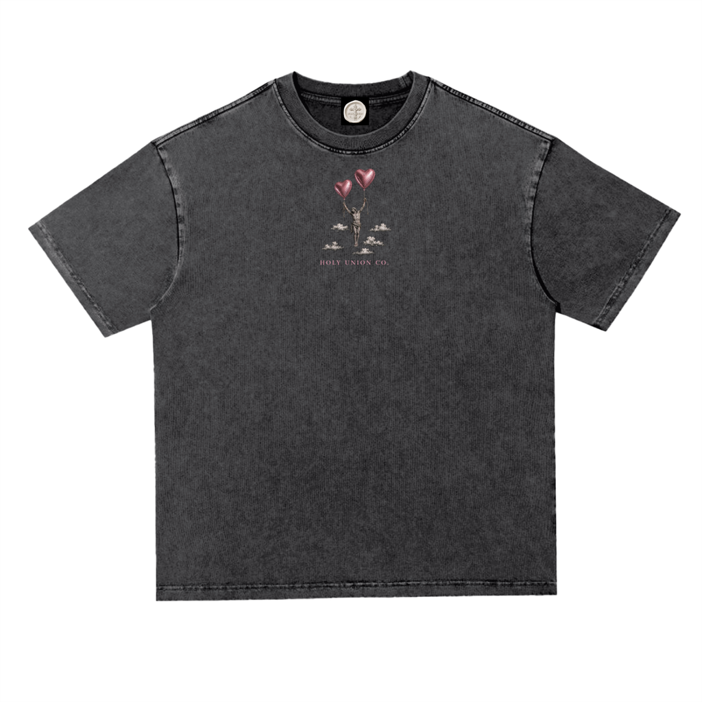 "LIFTED LOVE" Washed Heavyweight Oversize T-Shirt